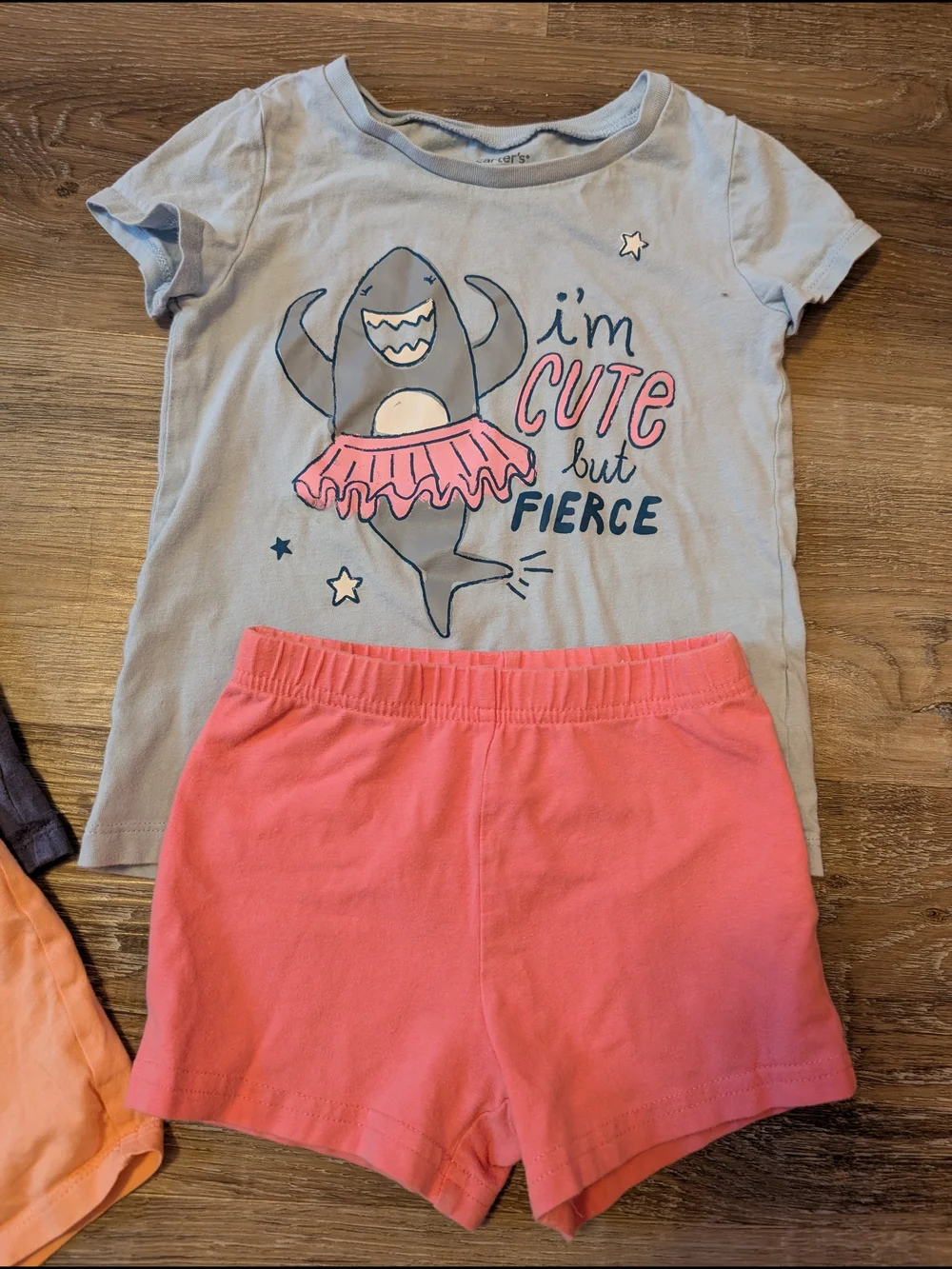 Girls Peach and Pink Elastic-Waist Shorts With Coordinated Tops